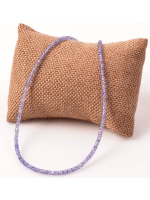 Taş Sandığı Tanzanit Taşı Gümüş Kolye - 3 mm