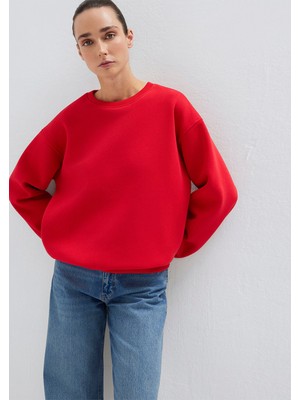 Mavi Bisiklet Yaka Kırmızı Basic Sweatshirt 1610198-80791