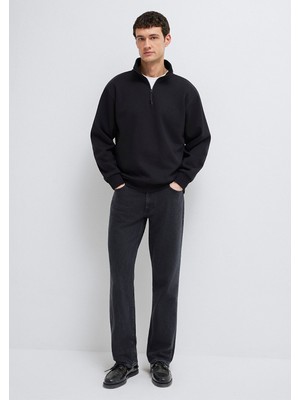 Mavi Yarı Fermuarlı Siyah Basic Sweatshirt 0S10278-900