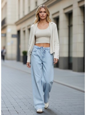 Lyocell Kumaş Rahat Denim Pantolon