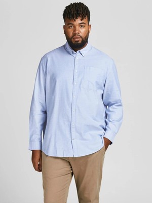 Jack & Jones Jack&jones Büyük Beden Açık Mavi Erkek Oxford Gömlek 12190444