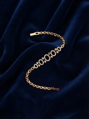 Zarene Silver Xuping Taşlı Yuvarlak Detay Bileklik 14K Gold