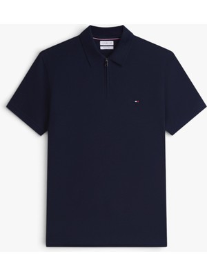 Tommy Hilfiger Merc Pıque Zıp Reg Polo Erkek Mavi T-Shirt - MW0MW43282