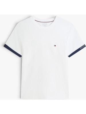 Tommy Hilfiger Saıl Mıx Medıa Cuff Regular Tee Erkek Beyaz T-Shirt - MW0MW43203