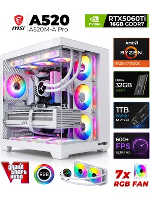 Xaser SOVAX60 Ryzen 7 5700X 32GB Ram 1tb M.2 Nvme SSD 16GB RTX5060TI Sıvı Soğutmalı Masaüstü Oyuncu Bilgisayarı