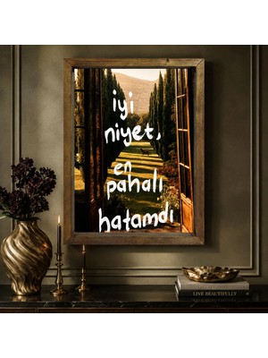 Bk Gift Vintage Klasik Sanat Esprili Sözlü Masif Ahşap Çerçeveli Dekoratif Tablo - 40