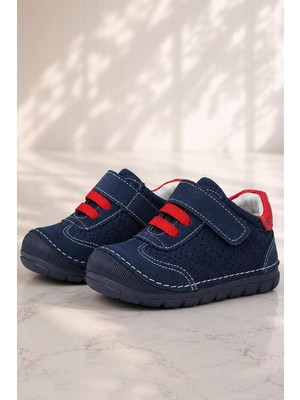 Şeker Bebe Hakiki Deri Lacivert İlk Adım Erkek Bebek Ayakkabı