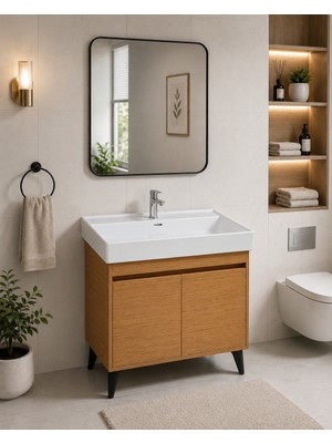 Akademik Mimarlık 80 cm Banyo Dolabı Mdf Bambu Renk