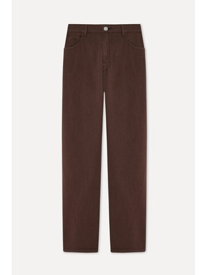 Mudo Kadın Kahverengi Cropped Flare Fit Pantolon