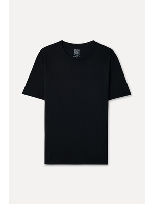 Mudo Erkek Siyah Bisiklet Yaka T-Shirt