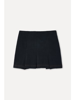 Mudo Kadın İndigo Pileli Mini Etek