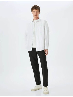 Koton Beli Bağcıklı Cep Detaylı Viskon Karışımlı Slim Fit Pantolon