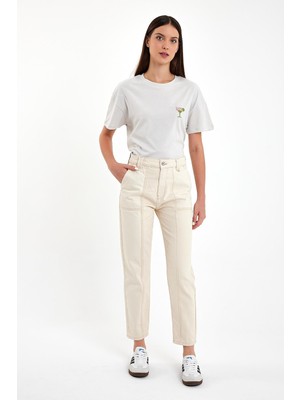 Vena Kadın Norah Cepli Off White Jean Pantolon