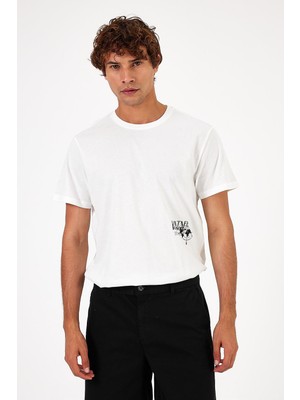Vena Erkek Reason Fildişi Bisiklet Yaka Baskılı Regular Fit T-Shirt