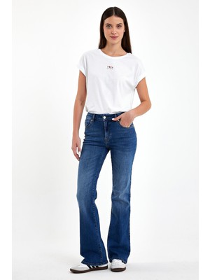 Vena Kadın Emilie Dirty Med Blue Bootcut Jean Pantolon
