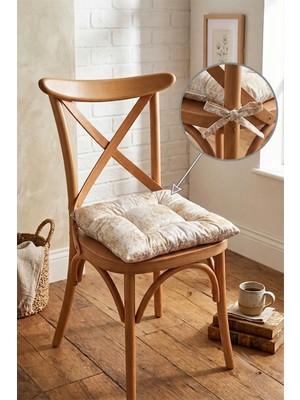 Aymira Home 1 Adet Dijital Baskılı Bağcıklı Pofidik Sandalye ve Piknik Minderi Çok Amaçlı 40X40CM
