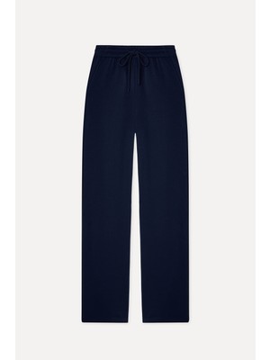 Mudo Kadın Lacivert Wide Leg Beli Bağlamalı Pantolon