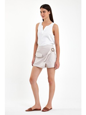 Vena Kadın Sienna Taş Slim Fit Gabardin Şort Etek