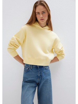 Mavi Kapüşonlu Sarı Sweatshirt 1S10386-71187