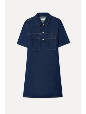 Mudo Kadın Indigo A Form Jean Mini Elbise
