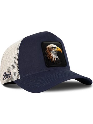 BlackBörk Kartal Logolu Lacivert-Bej Trucker Şapka