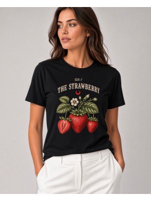 525 Çilek Baskılı Oversize Unisex T-Shirt