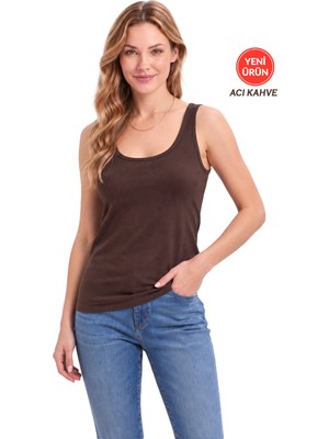 Özkan Underwear Özkan 27892 Kadın Premium Kumaş Modal Pamuklu Esnek Rahat Yuvarlak Yaka Kalın Askılı Biyeli Atlet