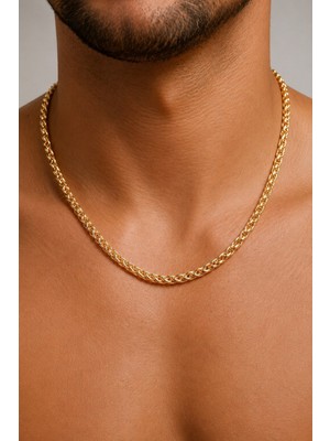 Oghamay Altın Renk Chavin Angelus Lufigo Unisex Erkek Çelik Zincir Kolye 55 cm Çelik Kolye  - 3874