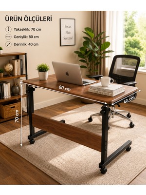 Homedora Lerone Öğrenci Çalışma Masası 80X40 cm – Modern Tekerlekli Ergonomik Ders ve Laptop Masası