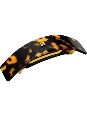 Balmain Cellulose Acetate Barrette Pour Cheveux Tortoise Shell Büyük Boy Kadın Toka