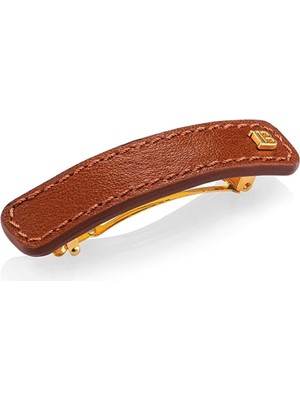 Balmain Riviera Barrette Cognac Kahverengi Deri Orta Boy Kadın Toka