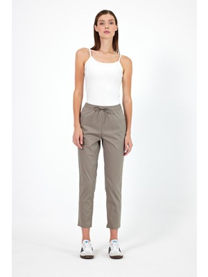 Vena Kadın Alian Haki Beli Lastikli Gabardin Pantolon