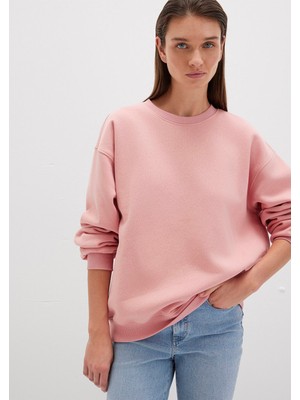 Mavi Bisiklet Yaka Pembe Basic Sweatshirt 1610198-91003