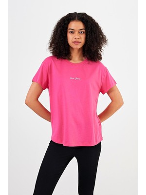Vena Kadın Mini Vena Logo Baskılı Fuşya Regular Fit Tişört