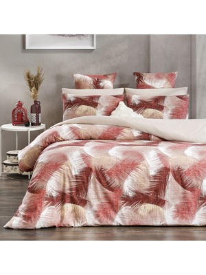 Lorien Kiremit Renkli Gwen Desenli Tek Kişilik Nevresim Takımı 160 x 220 cm Lastikli Çarşaflı
