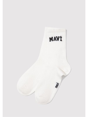 Mavi Soket Çorap Beyaz