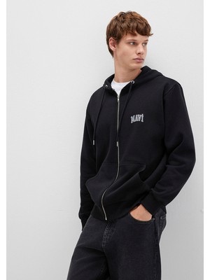 Mavi Mavi Logo Baskılı Kapüşonlu Fermuarlı Siyah Sweatshirt 0611715-900