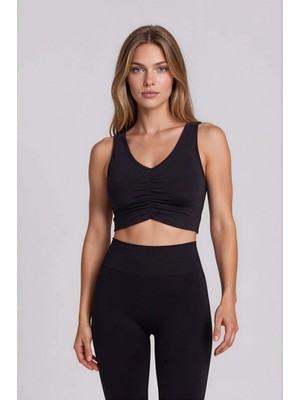 Önü Büzgülü Crop Sporcu Atlet