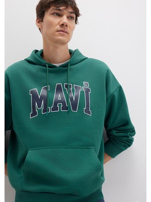 Mavi Mavi Logo Baskılı Kapüşonlu Yeşil Sweatshirt 067149-71874