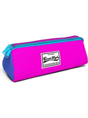 Mikasso Coral High Üç Gözlü Fuşya Kalem Çantası - Kalın Fermuarlı Tekstil Pembe
