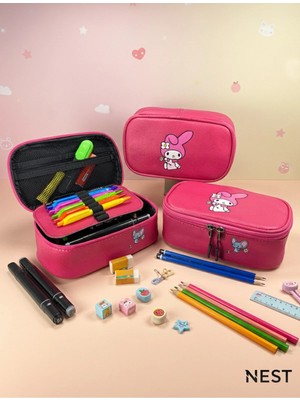 Mikasso My Melody Baskılı Pembe Su Geçirmez Kalemlik, Okul ve Kırtasiye Kalem Kutusu Belirtilmemiş Pembe