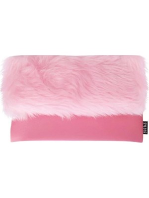 Mikasso Peluş Deri Pembe Makyaj Çantası Tekstil Pembe