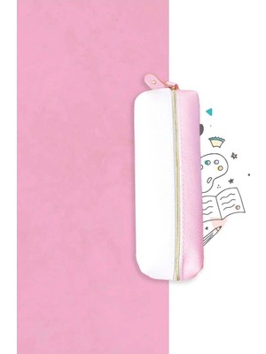 Mikasso Pembe Pu Deri Çift Taraflı Kalem Kutu Plastik Pembe