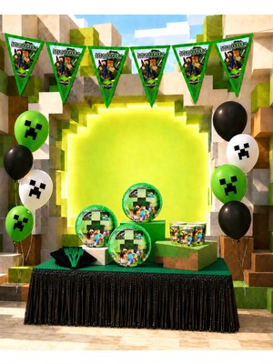 snowparty Metalize Masa Etekli Minecraft Doğum Günü Seti