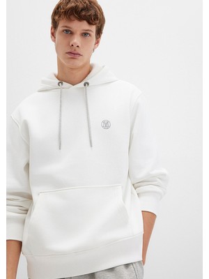 Mavi Mavi Logo Nakışlı Kapüşonlu Beyaz Sweatshirt 065809-34519