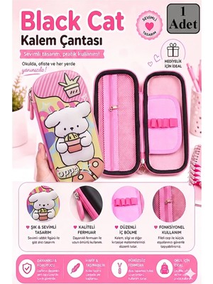 Mikasso Pembe Kabartmalı Bölmeli Kalemlik 1 Adet P-5922 Kız Çocuk Okul Kalem Kutusu 3 Boyutlu Sevimli Karika