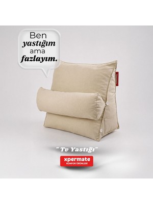 Xpermate Sırt Destek Yastığı - Bel, Boyun Destekli Yastık TV Yastığı Okuma Yastığı Ameliyat Sonrası Açık Bej