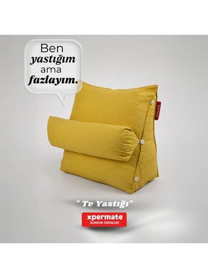Xpermate Sırt Destek Yastığı - Bel, Boyun Destekli Yastık TV Yastığı Okuma Yastığı Ameliyat Sonrası Sarı