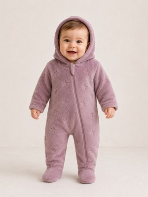 Caramell 1-9 Ay Arası Mountein Girl Peluş Tulum - Mürdüm