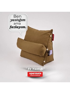 Xpermate Sırt Destek Yastığı - Bel, Boyun Destekli Yastık TV Yastığı Okuma Yastığı Ameliyat Sonrası Kahverengi